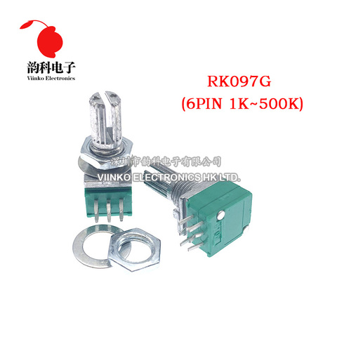 5 pièces RK097G 1K 5K 10K 20K 50K 100K 500K B1K B5K B10K B100K avec un commutateur audio 6pin arbre 15mm amplificateur d'étanchéité potentiomètre ► Photo 1/2