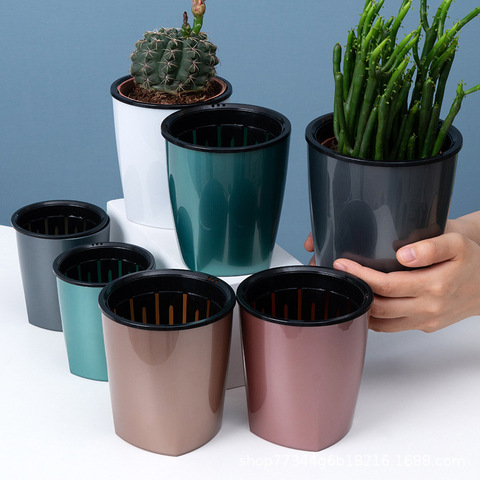 Pot de fleurs absorbant l'eau automatique pour plantes, Pot de fleurs créatif et Succulent pour plantes vertes, de balcon, pour le bureau et la maison ► Photo 1/6