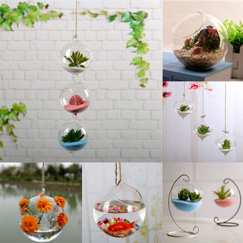 Creative suspendus décoration maison jardin suspendus verre boule Vase fleur plante Pot Terrarium conteneur fête mariage décor ► Photo 1/6