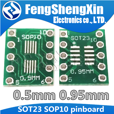 Carte de transfert PCB, SOT23 SOP10 msp 10 Umax SOP23 à DIP10 Pinboard SMD à DIP adaptateur plaque 0.5mm/0.95mm à 2.54mm DIP pin ► Photo 1/2