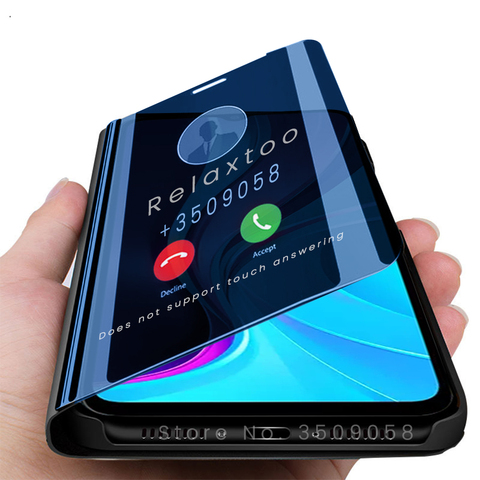 Pour readmi 9c nfc étui intelligent miroir rabat téléphone couvre pour xiaomi redmi 9c nfs 9a 9t 9 c a t redmi9c redmi9a support magnétique coque ► Photo 1/6