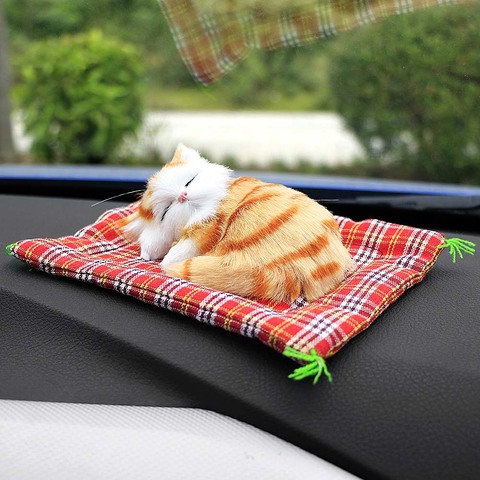 Voiture Ornements Mignon Simulation de Couchage Chats Décoration Automobiles Belle Peluche Chatons Poupée Jouet Enfants Cadeaux Accessoires ► Photo 1/6