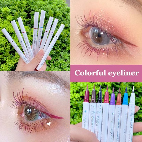 Novo mat eyeliner crayon blanc apparence 8 couleurs longue durée imperméable à l'eau doux tête rouge bleu blanc eyeliner stylo BN257 ► Photo 1/6