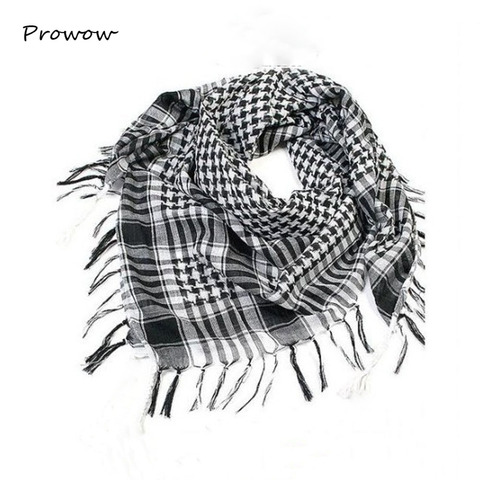 Foulard militaire coupe-vent pour hommes, Hijab musulman mince, châle tactique, arabe, Keffiyeh écharpes en coton noir mode D015 ► Photo 1/6