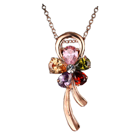 Bettyue – pendentif fleur multicolore en Zircon, couleur or Rose, nouvelle mode, bijoux pour femmes, cadeau de fête de mariage ► Photo 1/5
