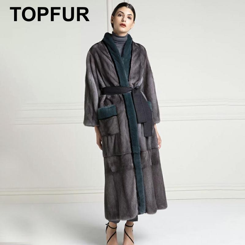 TOPFUR manteau d'hiver en vraie fourrure de vison pour femme, veste d'hiver en cuir de grande taille ► Photo 1/6