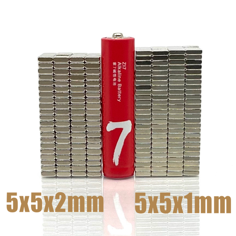 20-200 pcs/lot aimant 5x5x1 5x5x2 N35 fort carré NdFeB terres rares aimant 5*5*1 5*5*2 aimants néodyme 5*5*1 5*5*2 ► Photo 1/6