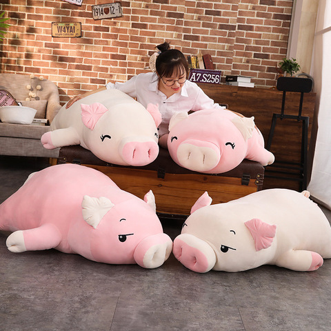 40-75cm Squishy cochon en peluche poupée couché en peluche cochon jouet Animal doux peluche main plus chaud oreiller couverture enfants bébé cadeau réconfortant ► Photo 1/6