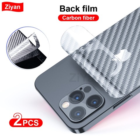 2 pièces de Film arrière mat en Fiber de carbone pour iphone, pour modèles 12 Mini 11 Pro XR X XS Max 7 8 6S Plus, autocollant Transparent résistant aux rayures ► Photo 1/6