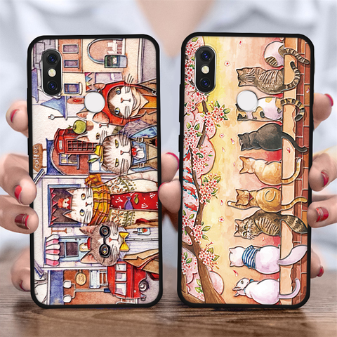 3D TPU Emboss mignon de chat coque pour Xiaomi redmi Note 8 9 Pro 7 5 6 8T 7A 8A Mi A3 A1 A2 5X Mi 10 9 8 Lite 9T F1 CC9 CC9e Couverture arrière ► Photo 1/6