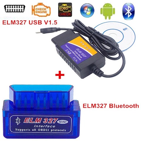 Super MINI ELM327 V2.1 Bluetooth + ELM327 USB, outil de Diagnostic de voiture, Interface avec Bluetooth 327 OBD ELM327 V2.1 et avec stylo de frein ► Photo 1/6