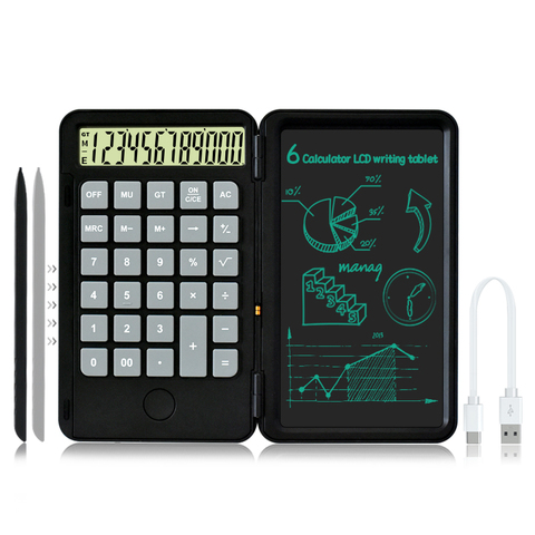 6 pouces calculatrice LCD écriture tablette Portable Rechargeable planche à dessin bureau calcul écriture cahier pour travailler ► Photo 1/6