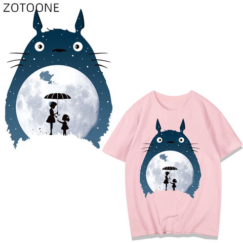Grande taille Totoro patchs fer sur animaux autocollants pour enfants patchs pour vêtements T-shirt transferts de chaleur accessoires à créer soi-même Appliques A ► Photo 1/5