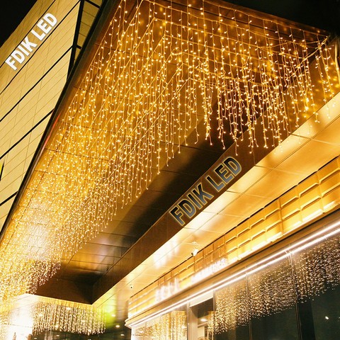 Hrestmas-guirlande lumineuse pour décoration extérieure de 5 mètres, longueur de 0.4-0.6m, rideau à led, glaçure pour fête de mariage de nouvel an ► Photo 1/6