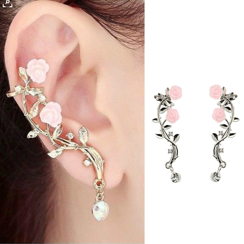 Boucles d'oreilles en strass pour femmes, couleur or ou argent, boucles d'oreilles bohème à Clip, accessoires de bijouterie ► Photo 1/6