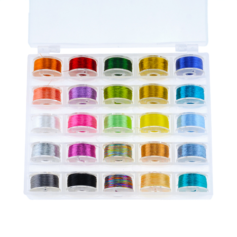 25 couleurs en boîte fil métallique Machine à coudre bobines boîtier en plastique stockage pour la maison couture outil accessoires de couture ► Photo 1/6