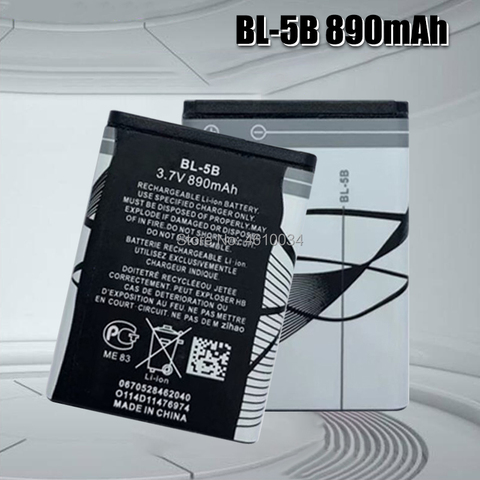 Batterie de remplacement Li-ion Rechargeable intégrée, BL-5B V, 3.7 mAh, avec cellules de batterie, Protection PTC, pour téléphone Nokia 890/3220, 3230 ► Photo 1/6