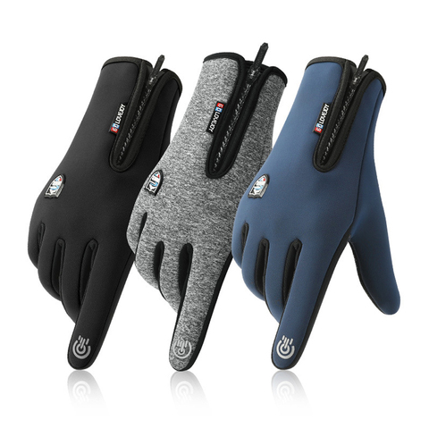 Gants de cyclisme imperméables d'hiver hommes moto noir chaud doigt complet écran tactile gant vtt vélo en plein air ski équitation ► Photo 1/6