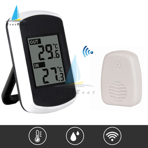 Thermomètre et hygromètre numérique LCD, jauge, température et humidité intérieures et extérieures, détecteur de Station météo, horloge Wifi ► Photo 1/6