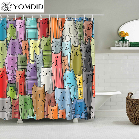 YOMDID – rideau de bain imperméable en Polyester, motif de chat, pour salle de bain, cadeau de noël ► Photo 1/6