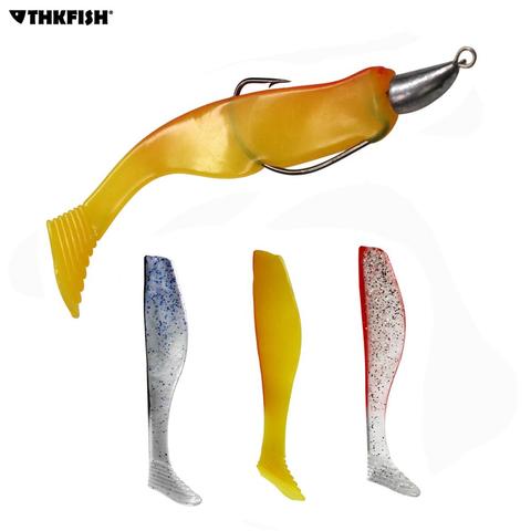 Lot d'appâts artificiels souples en Silicone pour la pêche, pack de leurres pour attraper des poissons tels que les carpes et les ver, avec Wobbler, 100mm, 5.7g, 10 pièces ► Photo 1/6