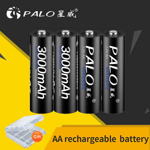 PALO AA batterie rechargeable 1.2V AA 3000mAh Ni-MH batterie Rechargeable pré-chargée 2A batteries pour caméra Microphone jouet ► Photo 1/6