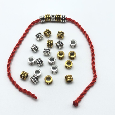 Perles cylindriques à grands trous de 6mm pour la fabrication de bijoux, 50 pièces, accessoires pour colliers et bracelets, vente en gros ► Photo 1/5