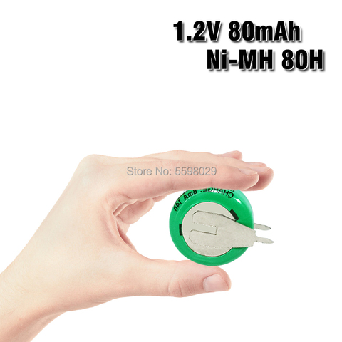 1.2V 80mAh Ni-MH li-po Lithium li-polymère Batteries de batterie Rechargeable bouton pile bouton avec broches à souder ► Photo 1/5