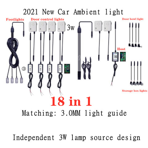 Lampes d'atmosphère de voiture flexibles APP contrôle du son Mode rvb coloré Auto intérieur lumière ambiante bandes de lampe décoratives universelles ► Photo 1/6