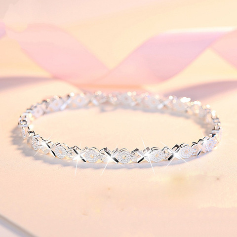 925 Argent Sterling X Bracelets Zircon Croix Charme Bracelets Pour Femme Jumelé Bracelets Accessoires Argent 925 Bijoux Bracelets ► Photo 1/5