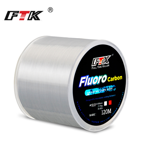 FTK 120M fibre de carbone revêtement Leader leurre ligne de pêche 0.14-0.6mm 1.88-21.5kg portable fluorocarbone ligne accessoires ► Photo 1/6