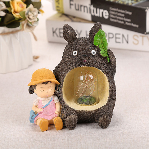 Studio Ghibli esprit loin Totoro chiffres modèle jouet LED veilleuse jouet Anime Totoro étoile résine décoration de la maison enfants jouets cadeau ► Photo 1/6