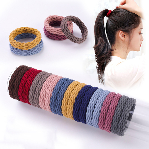 10 pièces femmes filles Simple basique élastique bandes de cheveux cravates Scrunchie élastique pour queue de cheval bandes de caoutchouc mode bandeau accessoires de cheveux ► Photo 1/6