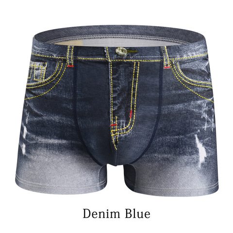 2022 marque hommes Denim sous-vêtements 3D Sexy Boxer Shorts en jean classique impression boxeurs hommes nouvelle mode Cowboy caleçons ► Photo 1/2