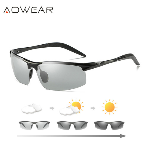 AOWEAR – lunettes de soleil photochromiques pour hommes, polarisées de jour et de nuit, en Aluminium et magnésium, Style sport ► Photo 1/5