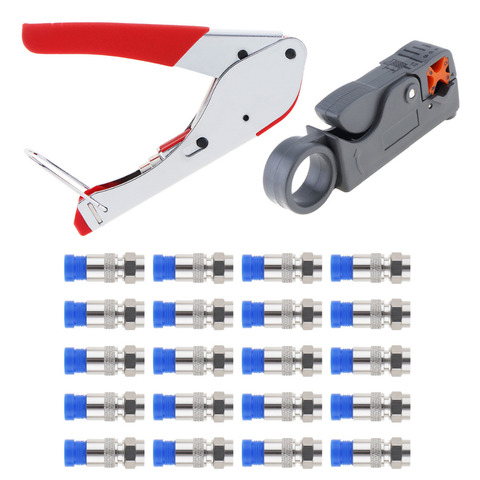 Nouveau Multitool fil dénudage pince de serrage câble Coaxial presse à froid pince RG59 RG6 câble TV sertissage ensemble d'outils avec 20 têtes F ► Photo 1/6