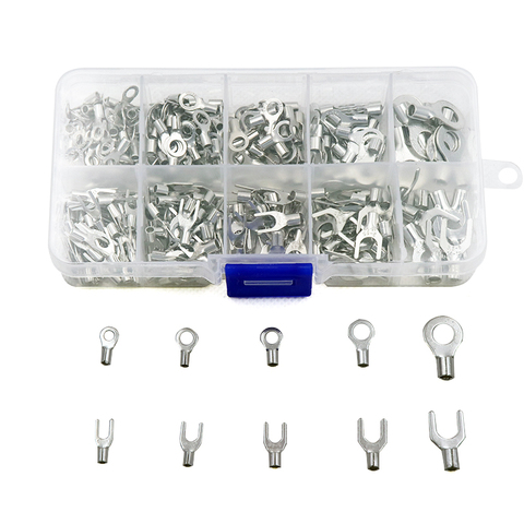 320 pièces/boîte 10 en 1 bornes Non-isolé anneau fourche u-type laiton bornes assortiment Kit câble fil connecteur à sertir bêche ► Photo 1/6