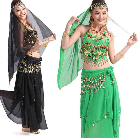 4 pièces/ensemble ensembles de costumes de danse du ventre égyption egypte Costume de danse du ventre Bollywood robe indienne robe de danse du ventre ► Photo 1/6