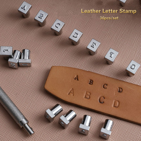 36 pièces en acier Alphabet lettre numéro en cuir timbre poinçon ensemble en cuir artisanat nom personnalisé en métal impression moule gravure 3.5/6.5mm ► Photo 1/6