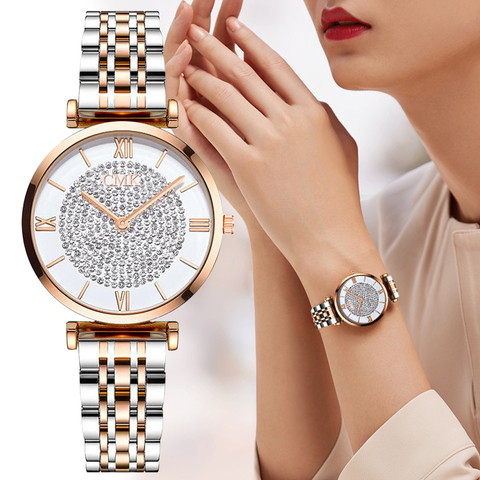 Zegarek damski – montre-bracelet en métal et acier inoxydable pour femmes, montre de luxe Simple et élégante ► Photo 1/6