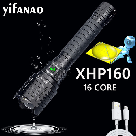 10000mAH XHP160 16 Core puissant lampe de poche LED 26650 Usb Rechargeable tactique lampe de poche lanterne Zoom torche Xlamp comme batterie externe ► Photo 1/1