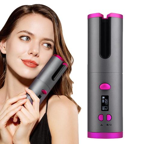 Auto sans fil bigoudi Portable sans fil USB Rechargeable fer à friser en céramique bigoudi baguette automatique rotatif outils de coiffure ► Photo 1/6