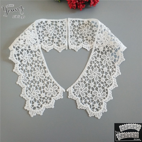 Tissu brodé en dentelle blanche de haute qualité pour col, accessoire de vêtements, fournitures de couture artisanale, vente 1 pièce ► Photo 1/3