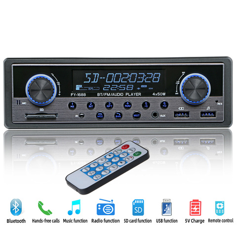 Autoradio stéréo avec Bluetooth, USB, AUX, lecteur Audio, stéréo, lecteur multimédia MP3, 12V, 1 DIN, encastrable dans tableau de bord pour voiture ► Photo 1/6