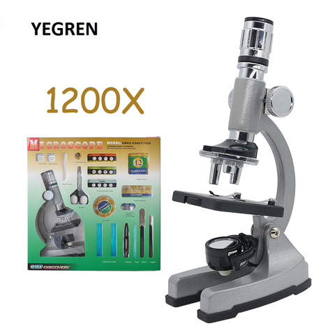 Microscope éclairé biologique monoculaire avec Zoom 1200x, instrument de jouet éducatif, pour enfants et étudiants ► Photo 1/6