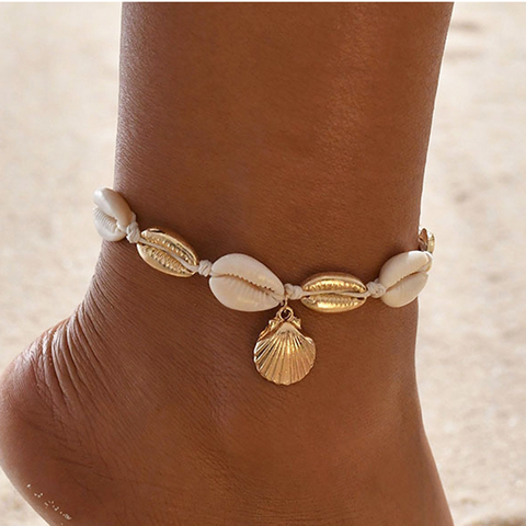 L'été De Coquille De Mer de Cheville Bracelets Pour Femme charmes Pétoncle Coquillage Bracelet De Cheville Sur La jambe Chaîne féminine Sur Pied ► Photo 1/6