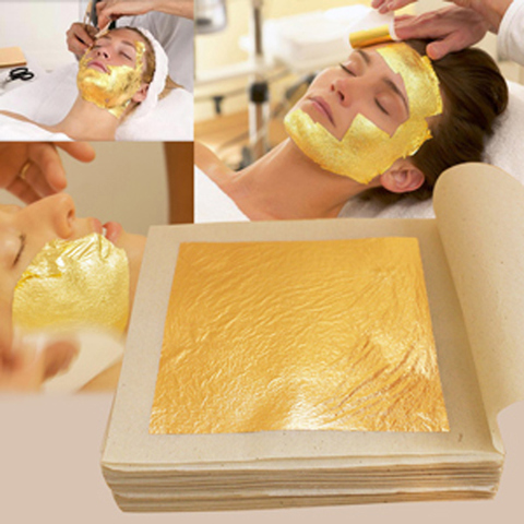 Feuilles d'or comestible 24K, 10 pièces, feuille d'or véritable 8x8cm pour décoration de gâteau comestible, masque Facial, dorure en papier artisanal ► Photo 1/1