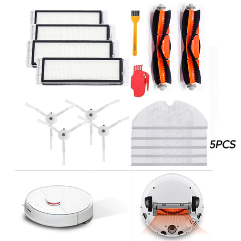 Pièces de rechange pour aspirateur Xiaomi Roborock S50 S51 S55 S5 S6, accessoires filtre HEPA + brosse latérale + brosse principale + tissus de vadrouille ► Photo 1/6