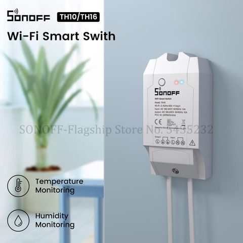 Itead SONOFF TH10/TH16 commutateur Wifi avec capteur de température interrupteur de moniteur d'humidité commutateur à distance sans fil Via e-welink Control ► Photo 1/6