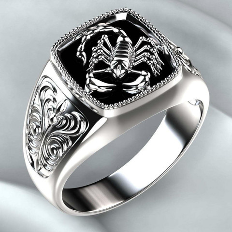 925 argent Vintage en relief hommes anneau Scorpion mémorial jour anneau Vintage Style Punk anneau bijoux ► Photo 1/4